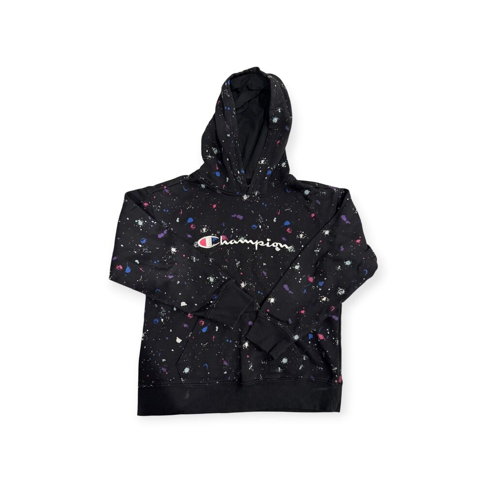 Champion Kids Youth Large Black Paint Splatter Pullover Hoodie